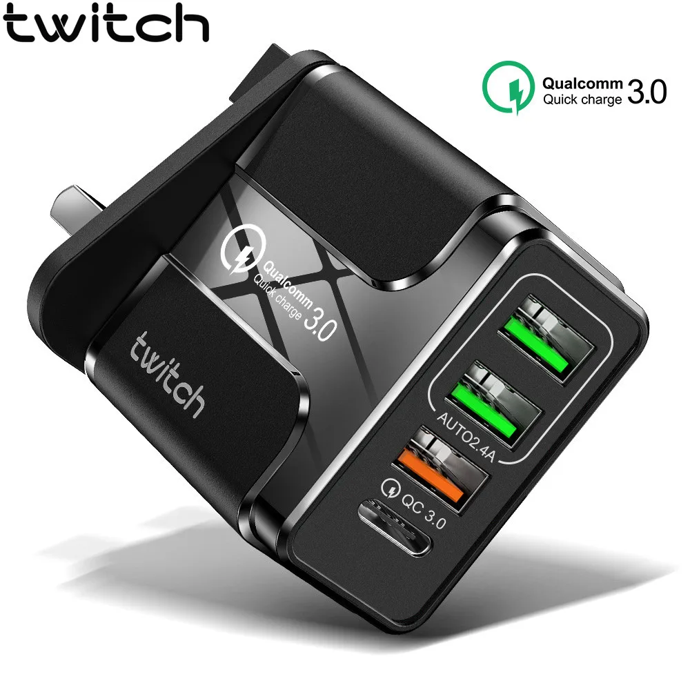Зарядное устройство USB Twitch 3A Fsat быстрая зарядка QC 3 0 зарядное стандарта США ЕС