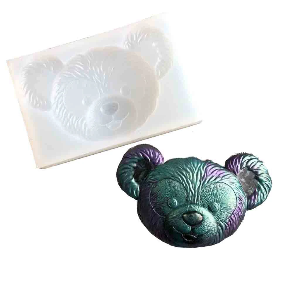 Голова милого медвежонка силиконовая форма зеркальная смола кулон ручная