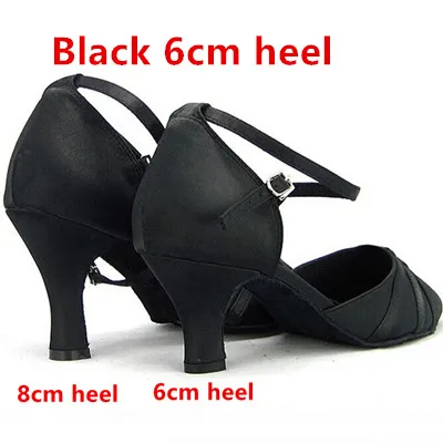 Black 6cm square Calcados Feminino, Фабричный магазин, профессиональная атласная Женская обувь для танцев, латинских танцев, бальных танцев, танго, танцевальная обувь с закрытым носком - Цвет: Black 6cm square