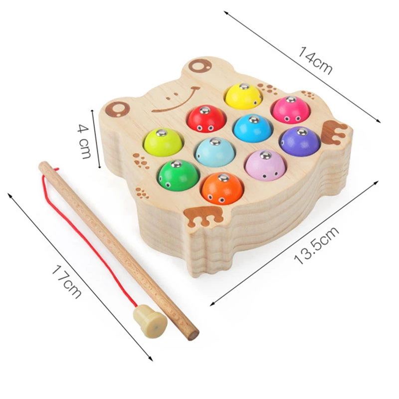 

Kids Wooden Toys Puzzle Magnetic Fishing Game with Frog Shape Playboard Children Puzzle Educational Toys