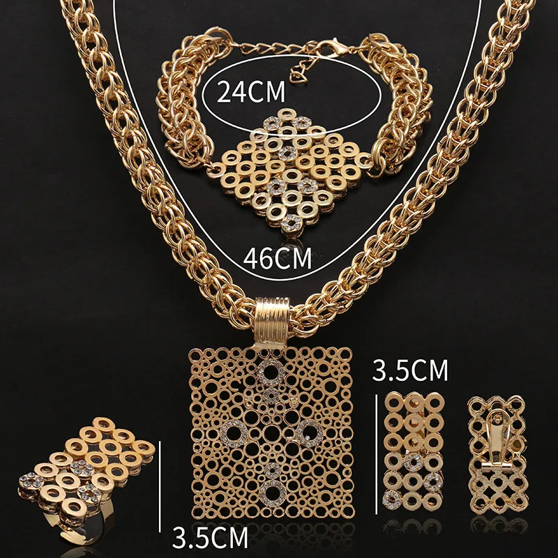 

Fani Saudi Gold Woman Wedding Jewelry Set Wholesale Spain woman Accessories Joyera Jewelry Set statement Bridal Jewelry Set