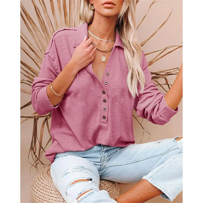 

New Women Knitted Sweaters Long Sleeve Autumn Casual Button Solid Loose Knit Pullovers Sweater Fashion Female Black White Tops