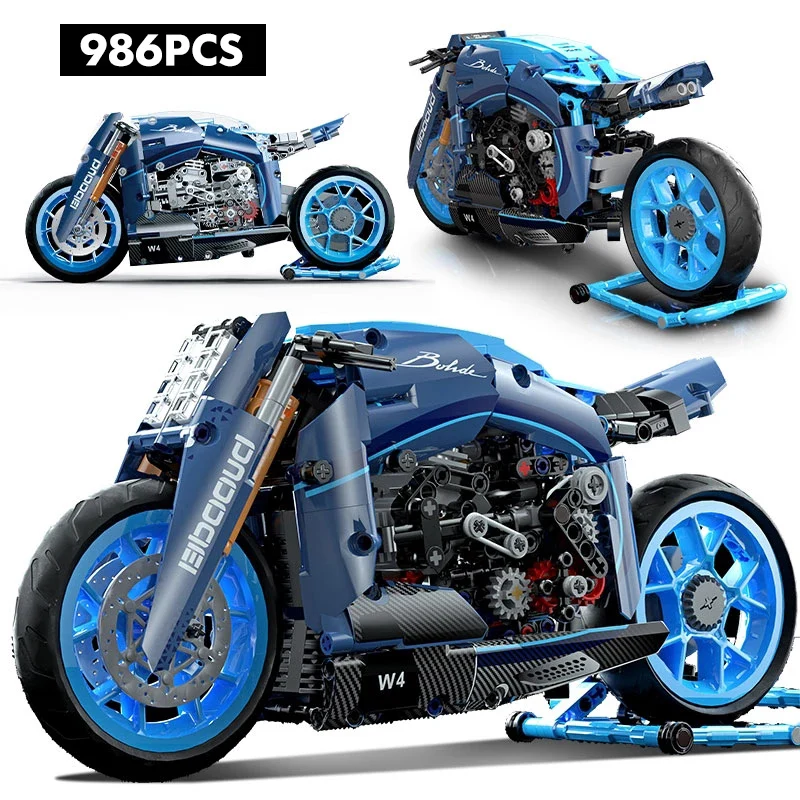 

986 шт., Детский конструктор «мотоцикл»