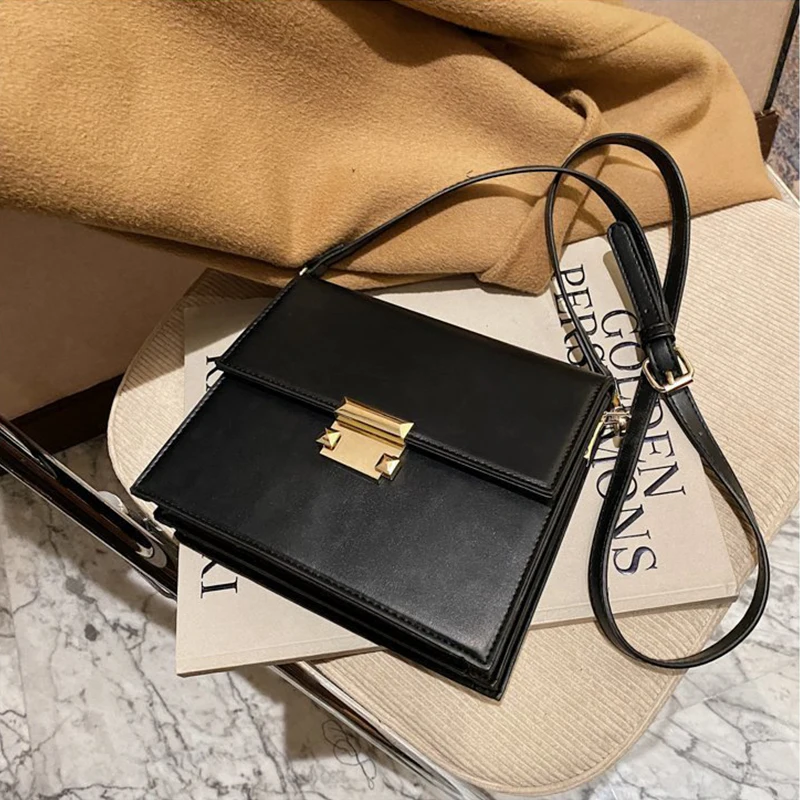 

Роскошная Брендовая женская квадратная сумка-книжка, новинка 2021, качественная кожаная женская дизайнерская сумка, однотонные сумки-мессен...