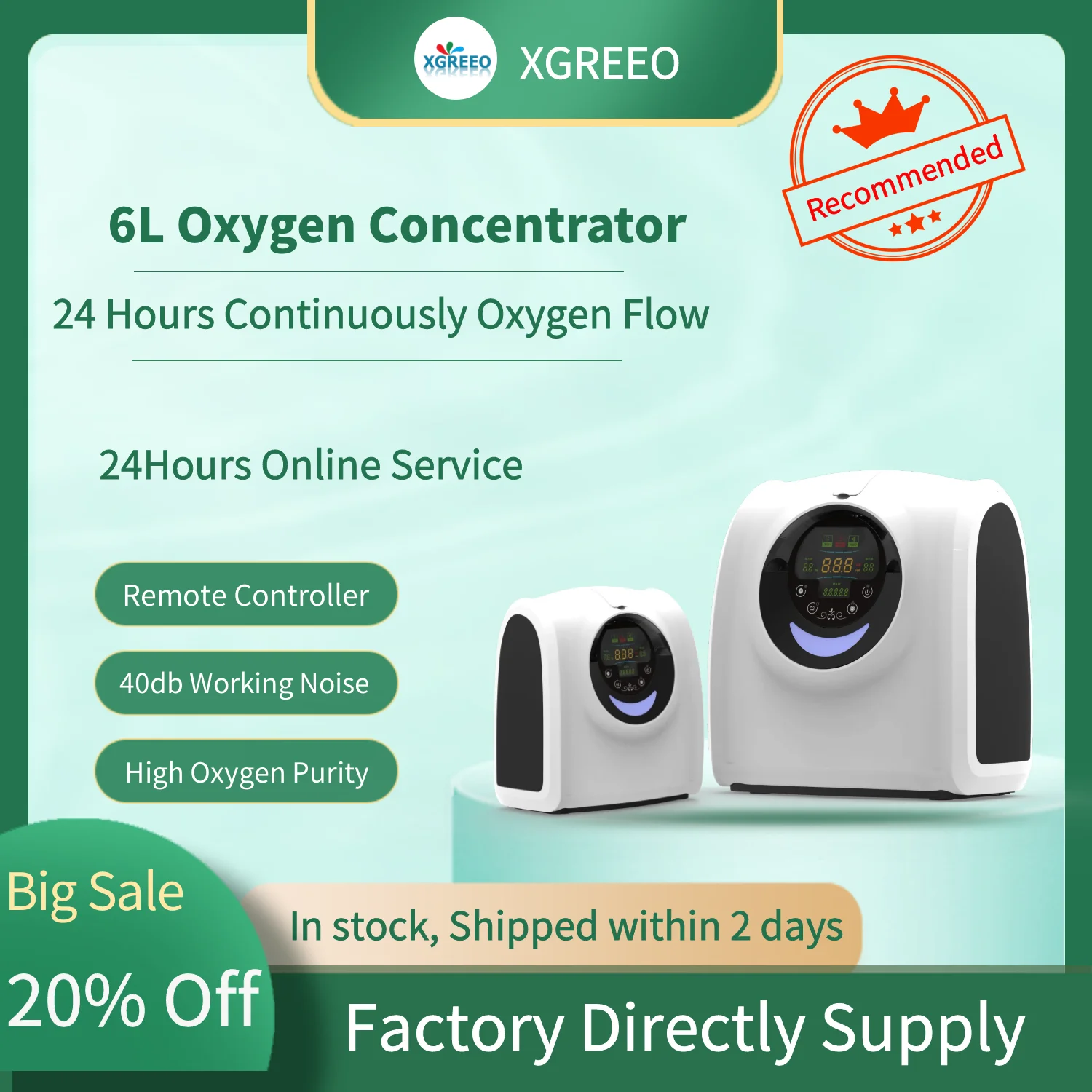 

Portable Oxygen Concentrator home Oxygen Machine 1-6L/min Adjustable Household Health Monitor Atomization Function