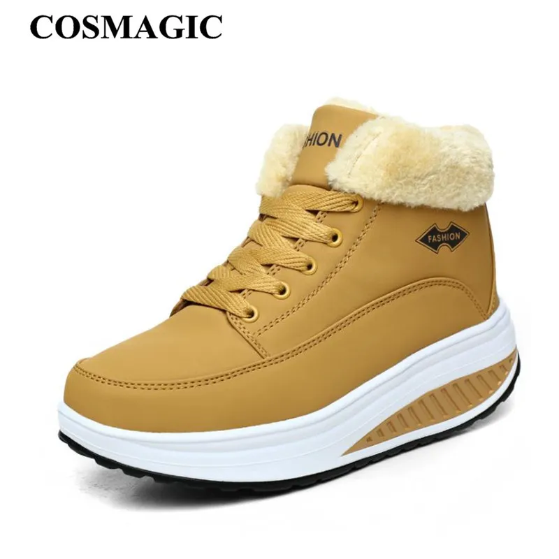 COSMAGIC/Новинка 2019 года женские зимние Нескользящие ботильоны модные утепленные