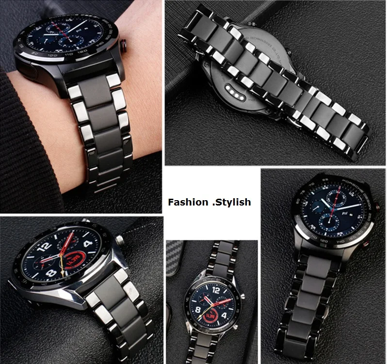 

22mm 20mm Watch Strap For Samsung Galaxy Watch 3 45mm 41mm Active 2 Ceramic Link Bracelet For Huawei Watch GT 2 Pro 46mm 42mm