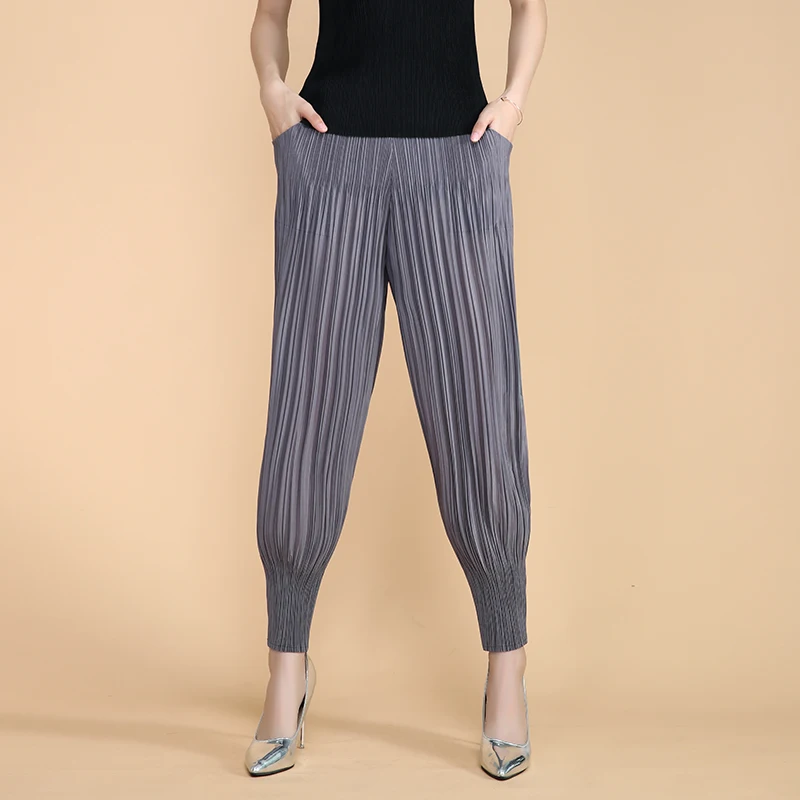 Женские повседневные свободные шаровары летние тонкие плиссированные