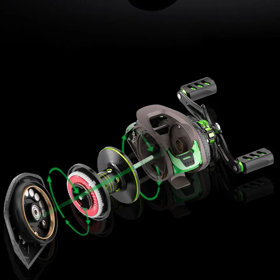 

Loogdeel Baitcasting Reel Dual Brake System Reel 6KG Max Drag 6+1 BBs 7.1:1 High Speed Fishing Reel Fishing Tackle