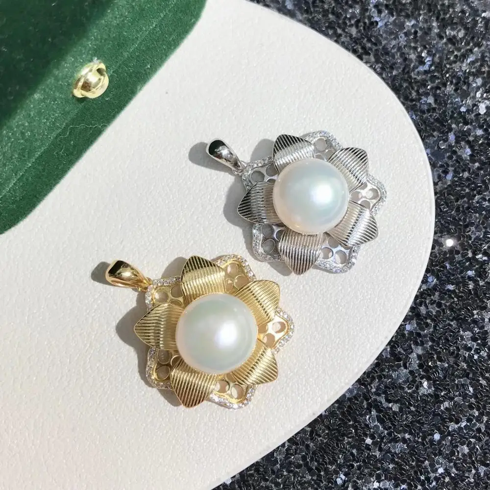 Wedding New DIY Mount 925 Sterling Silver Pendant Base Settings Mountings Findings Parts for Pearl Crystal Jade Agate 5pcs/lot