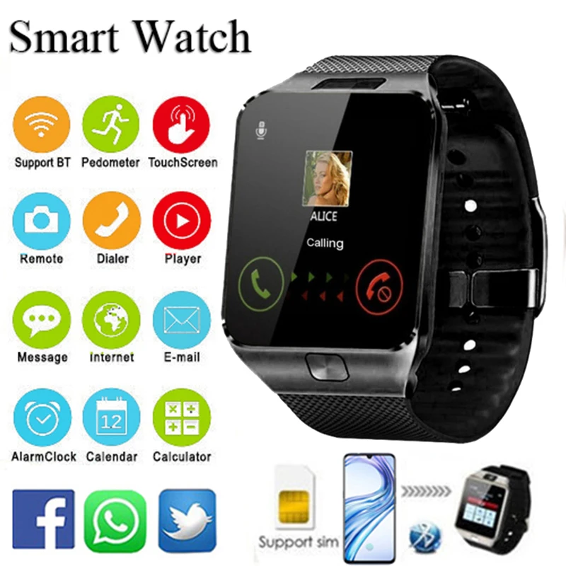 

2021 DZ09 Touch Smart Watch With Sim Card Women Sport Smartwatch Android Bluetooth Connect Men Watch Fit Pedometer Call Remider