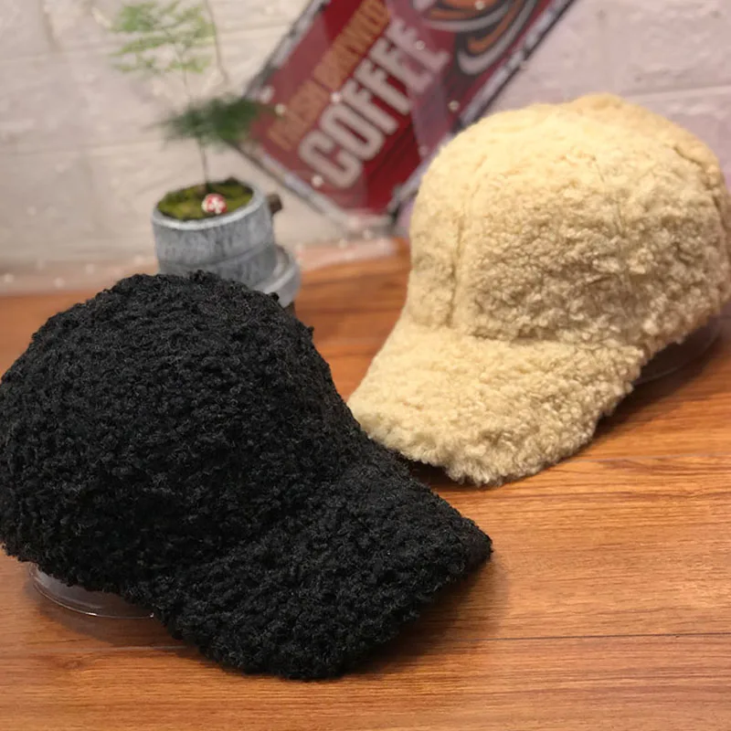 

New Casual Outdoor Warm Winter Cap Girl Women Adjustable Faux Fur Baseball Cap Cotton Hip-Hop Hat M2