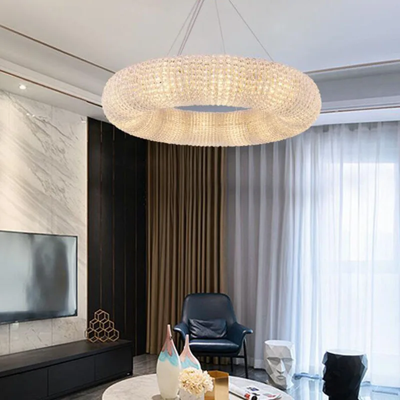

Modern Chrome Round Design Crystal Chandelier Lighting For Bedroom Living Room Indoor Light Fixtures LED Cristal Lustre