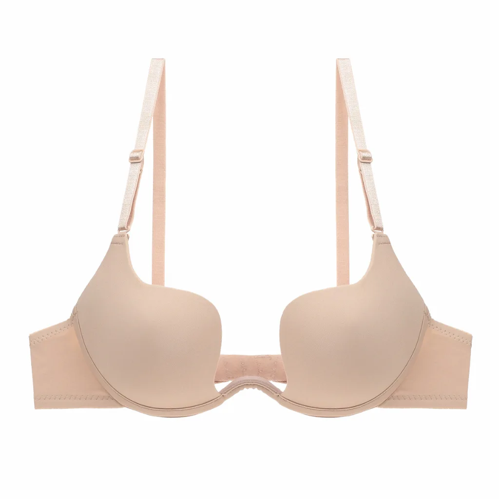 

European and American glossy deep U-shaped gathering low-breasted back wedding dress bra sexy lingerie bra