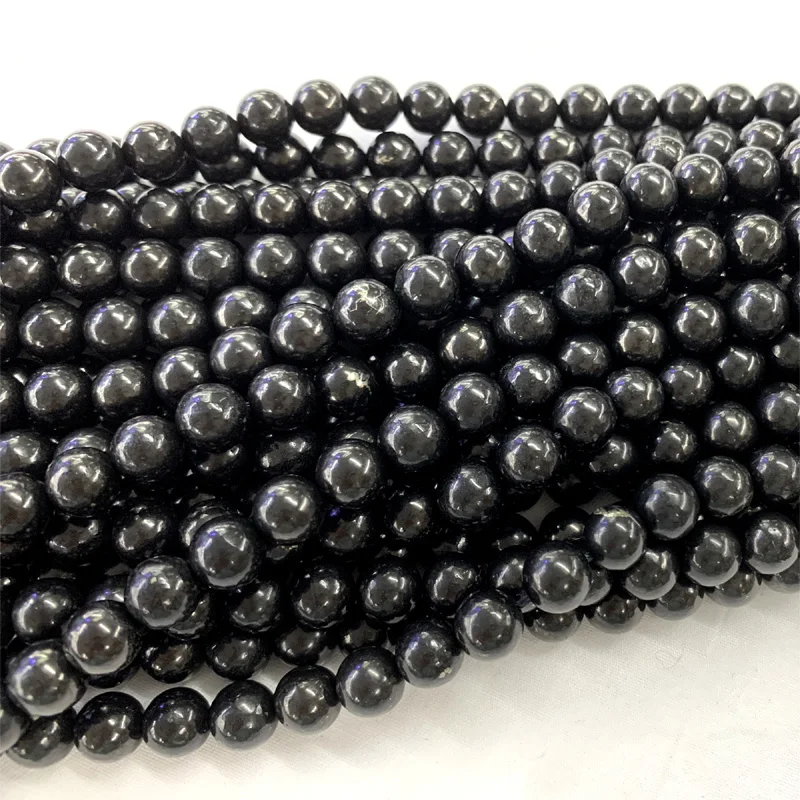 Вимейк Русская Черная Шунгитовая Ожерелье Браслеты Серьги Кольцо Круглые Бусины Для Изготовления Украшений Полудрагоценный Ручной Дизайн 06369