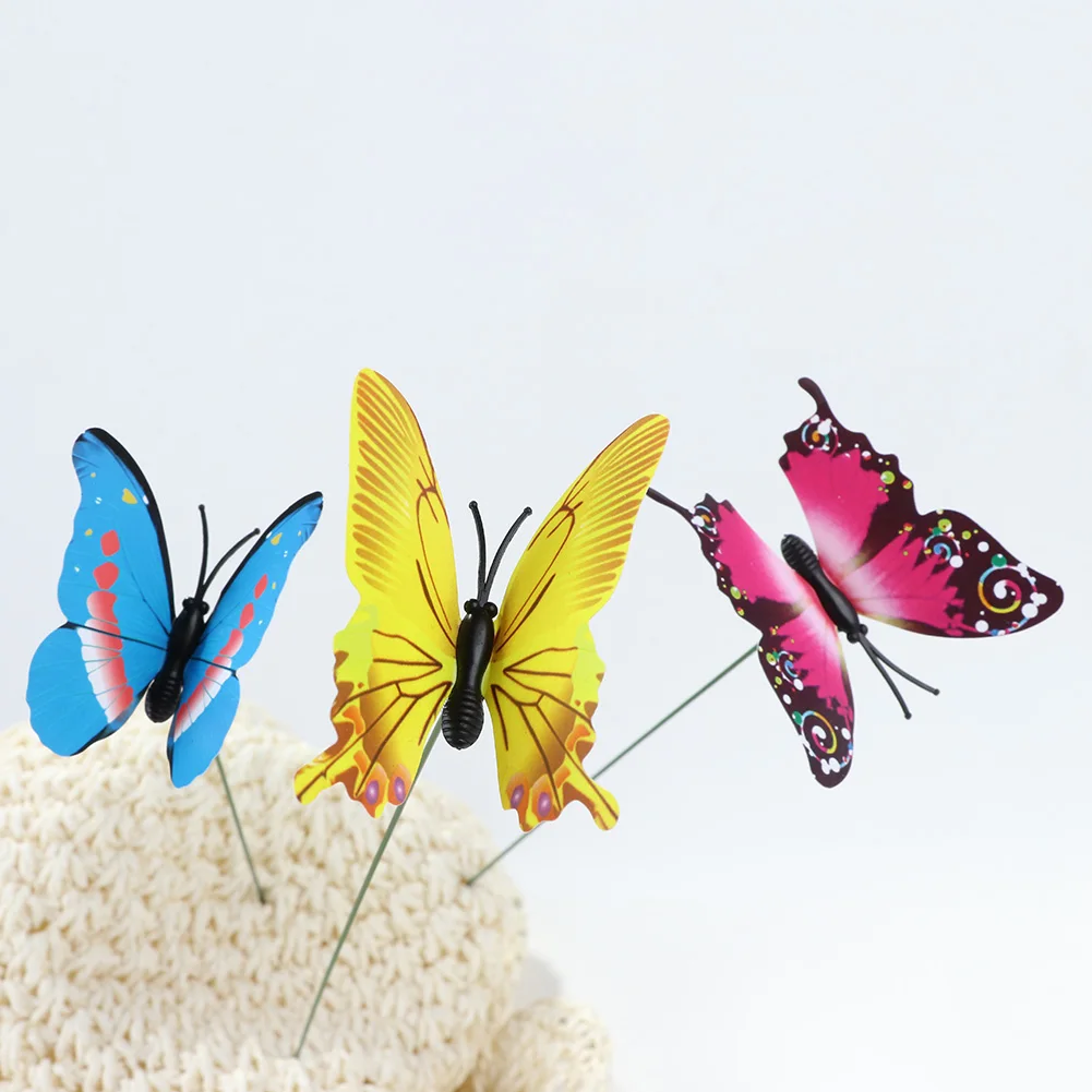 

24Pcs Butterfly Stakes 7cm Garden Butterfly Stakes Decor Outdoor Yard Patio Planter Flower Pot Garden Diy Decor