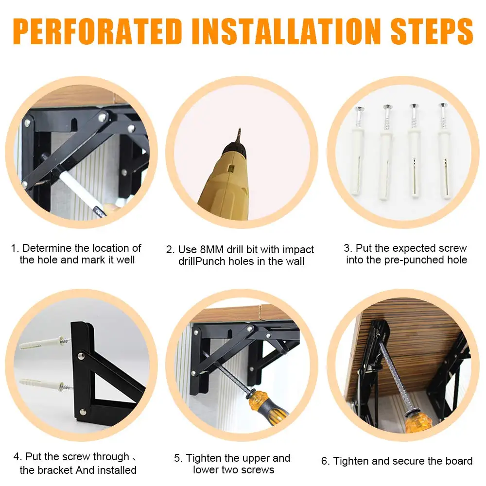 Folding Shelf Brackets 16 Inch Heavy Duty Stainless Steel Collapsible Bracket for DIY Space Saving Wall Mounted Work Bench |