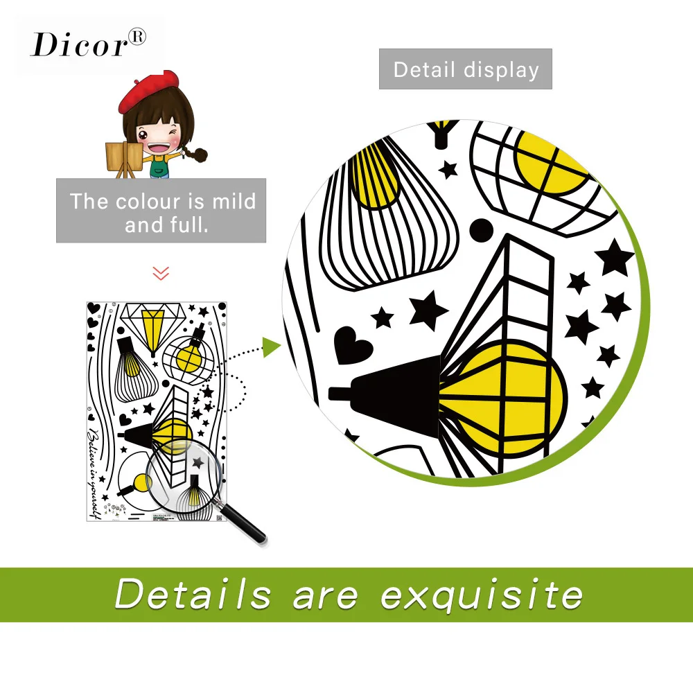 5 видов стилей креативные наклейки на стену для гостиной детей мультяшная люстра