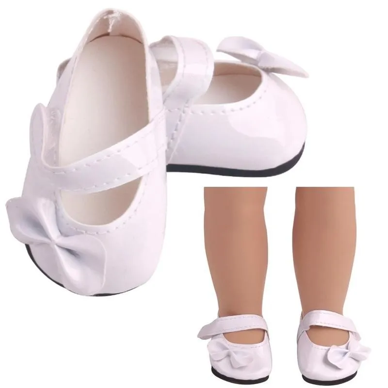 

18 Inch Pu Leather Shoes Doll Accessories Creative Gifts For Kids White Gifts Mini Presents Interesting Baby Shoes U8G9