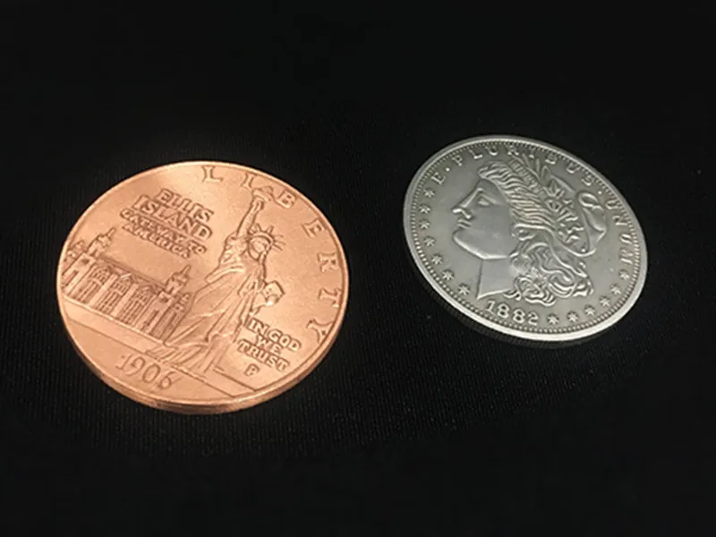 Hopping Morgan(Статуя Свободы) от Оливера Волшебная монета Волшебные трюки прыжки монета Моргана мерцающие иллюзии реквизит карты