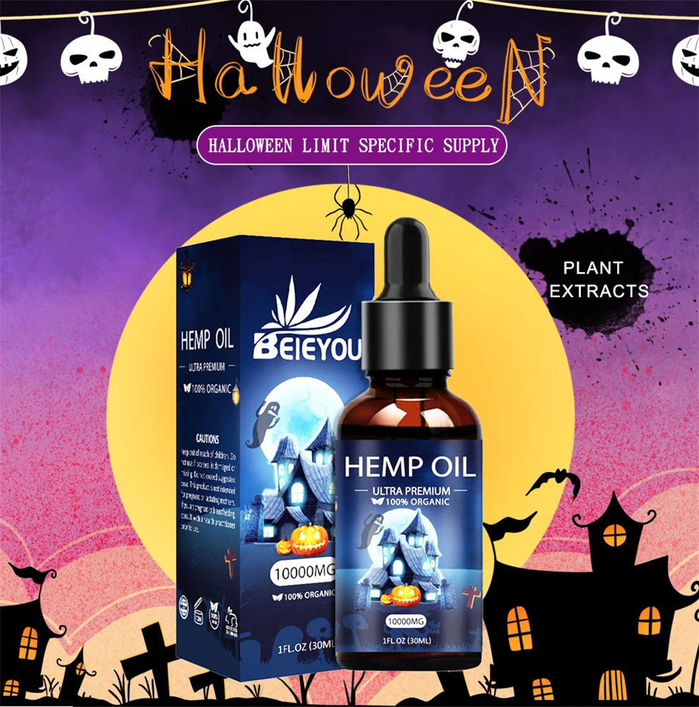 

30ml Natural Hemp Seeds Oil Organic Essential Oils For Anxiety & Stress Relief Improve Sleep Body Massage Oil Halloween Gift