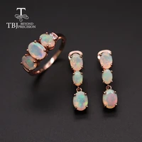tbj natural opal ring earrings jewelry set temperament fashionable women anniversary party wear high jewelry