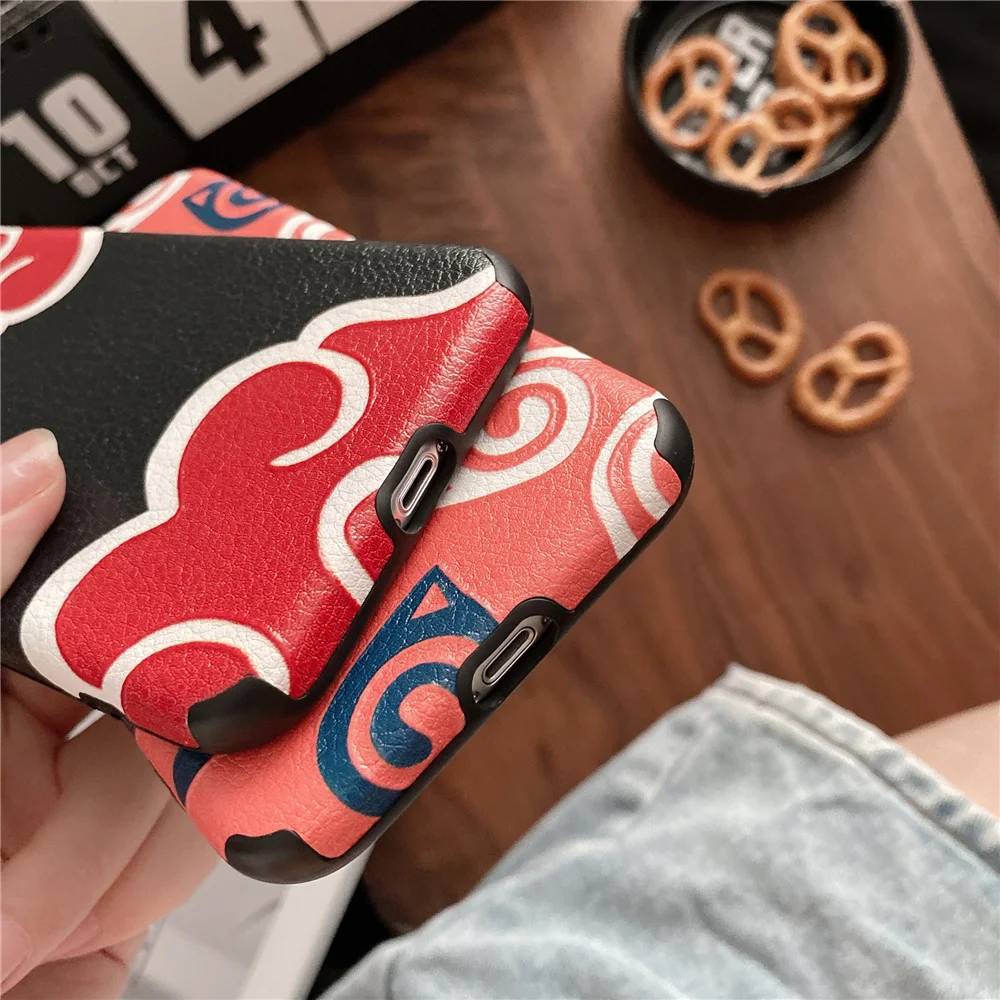 

Japan Anime Akatsuki Moire label Phone Case for iPhone 12 mini 11 Pro X XS Max XR 7 8 Plus SE2 Luxury leather soft cover