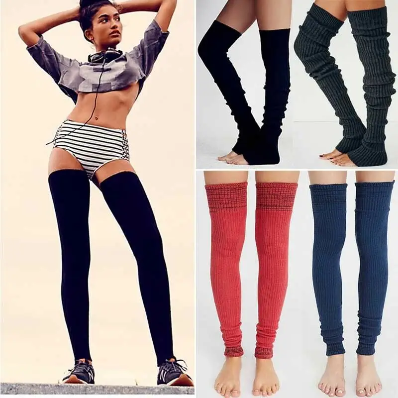 4 Style Fashion Winter Over Knee Socks Sexy Warm Thin High Knit Warmer Stockings For Women Cable Long Boot Thigh-High Leggings | Женская