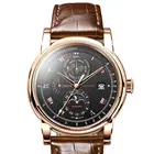 Швейцарские мужские часы LOBINNI, Мужские автоматические часы, роскошные брендовые механические наручные часы, водонепроницаемые часы с сапфировым ремешком и кожаным ремешком