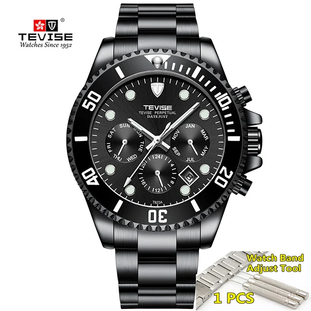 black black TEVISE Diver часы автоматические механические часы спортивные Топ брендовые Роскошные мужские часы мужские наручные часы montre homme - Цвет: black black