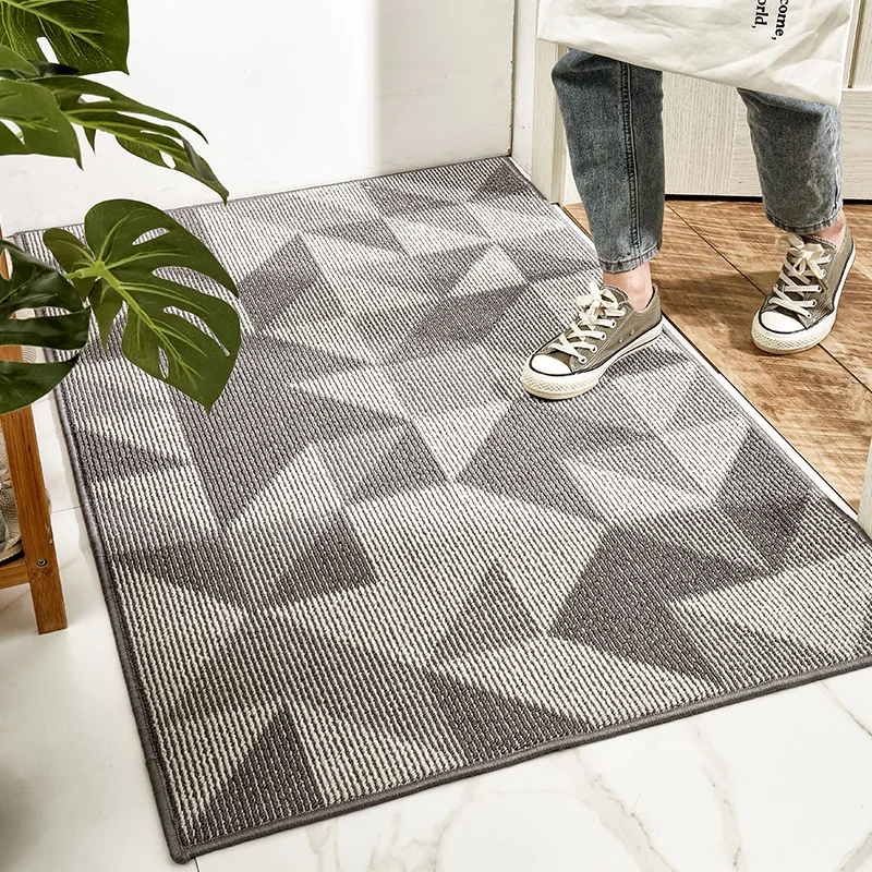 

Modern Geometric Plaid Carpet Front Door Mat Outdoor Indoor Entrance Hallway Anti-Slip Mat Home Living Room Carpet Polypropylene