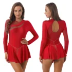 Женское блестящее балетное платье стразы с длинным рукавом гимнастические тренировки трико платья для фигурного катания