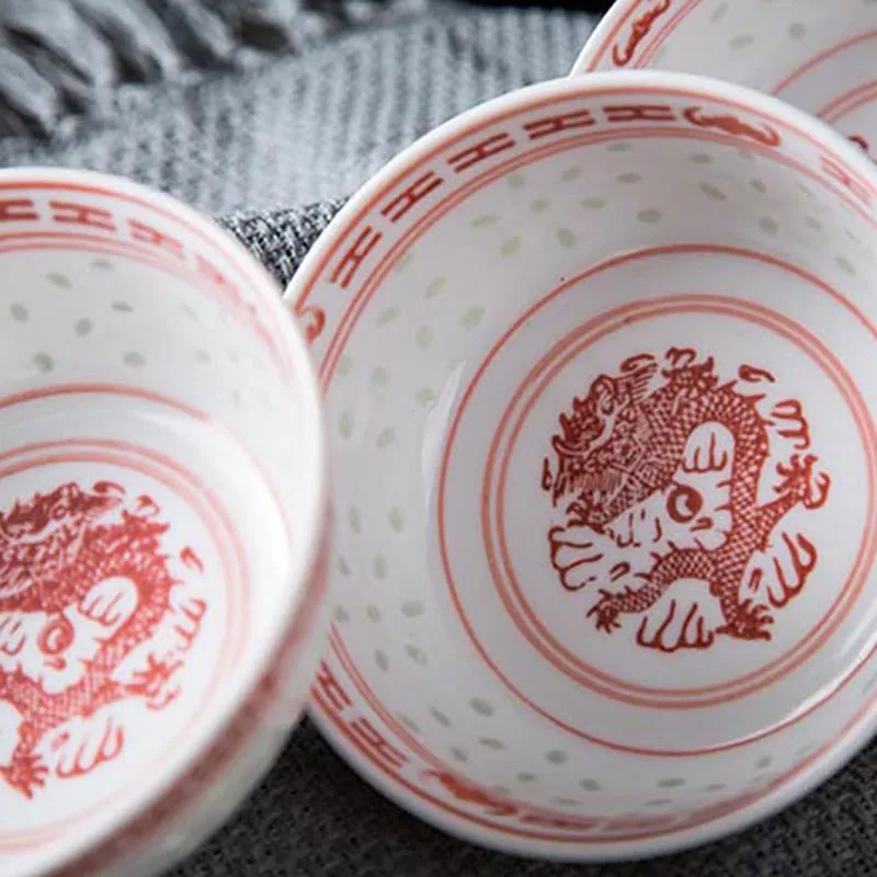 4 5 дюймов Цзиндэчжэнь керамическая миска для рамен винтажная красная фарфоровая