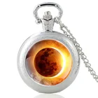 Классические дизайнерские винтажные кварцевые карманные часы на солнечной батарее Eclipse, мужские и женские очаровательные подвески, ожерелье, часы, подарки