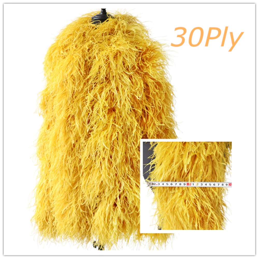 2 Meter Colorful 6Ply 10Ply 20Ply 26ply 30ply Ostrich Feathers Boa Decorative Feathers for Crafts Plumes Scarf Dress
