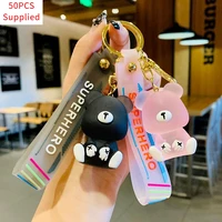 50pcs transparent crystal palm bear keychain exquisite personality creative couple key ring cute bag car key small pendant