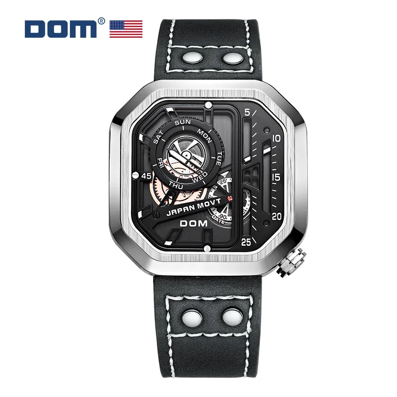 

American DOM Watch Trend Men's Watch Fashion Creative Watch Hollow Punk Style Quartz Waterproof 1358
