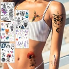 Реалистичная планета космонавт временная татуировка наклейка космическое пространство водостойкая поддельная тату Волк Цветок Лаванда тату женский боди-арт