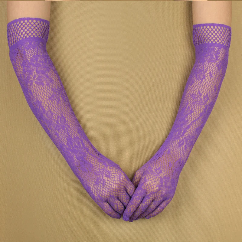 

Sexy Woman Fishing Net Gloves Transparent Lace Black Gloves Elastic Bride Long-sleeve Mesh Liturgy Glove's Sexy Gloves for Women
