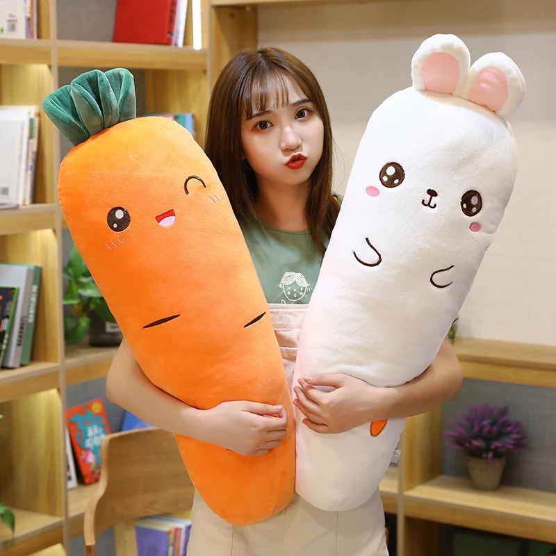 

New Rabbit Carrot Plush Toy Long Pillow Stuffed Plant Doll Child Girlfriend Birthday Gift Baby Comforting Toy 55-110cm