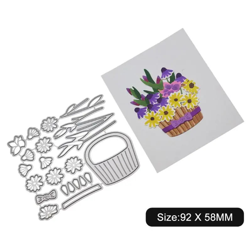 

Flowers Basket Metal Cutting Dies Stencil Scrapbooking DIY Album Stamp Embossing 95AA