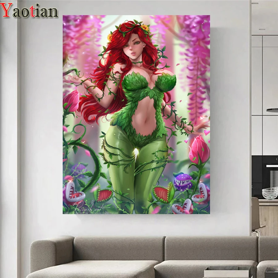 

Алмазная мозаика "сделай сам", картина 5D из страз с изображением сексуальной девушки, цветок каннибала, Набор для вышивки крестиком, украшен...