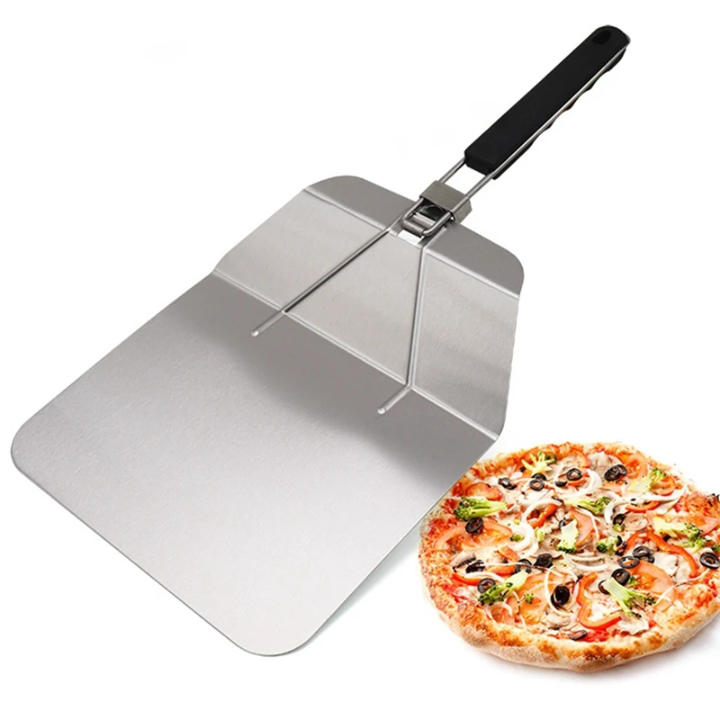 Пицца лопатка из нержавеющей стали пицца кожура со складной ручкой для домашней