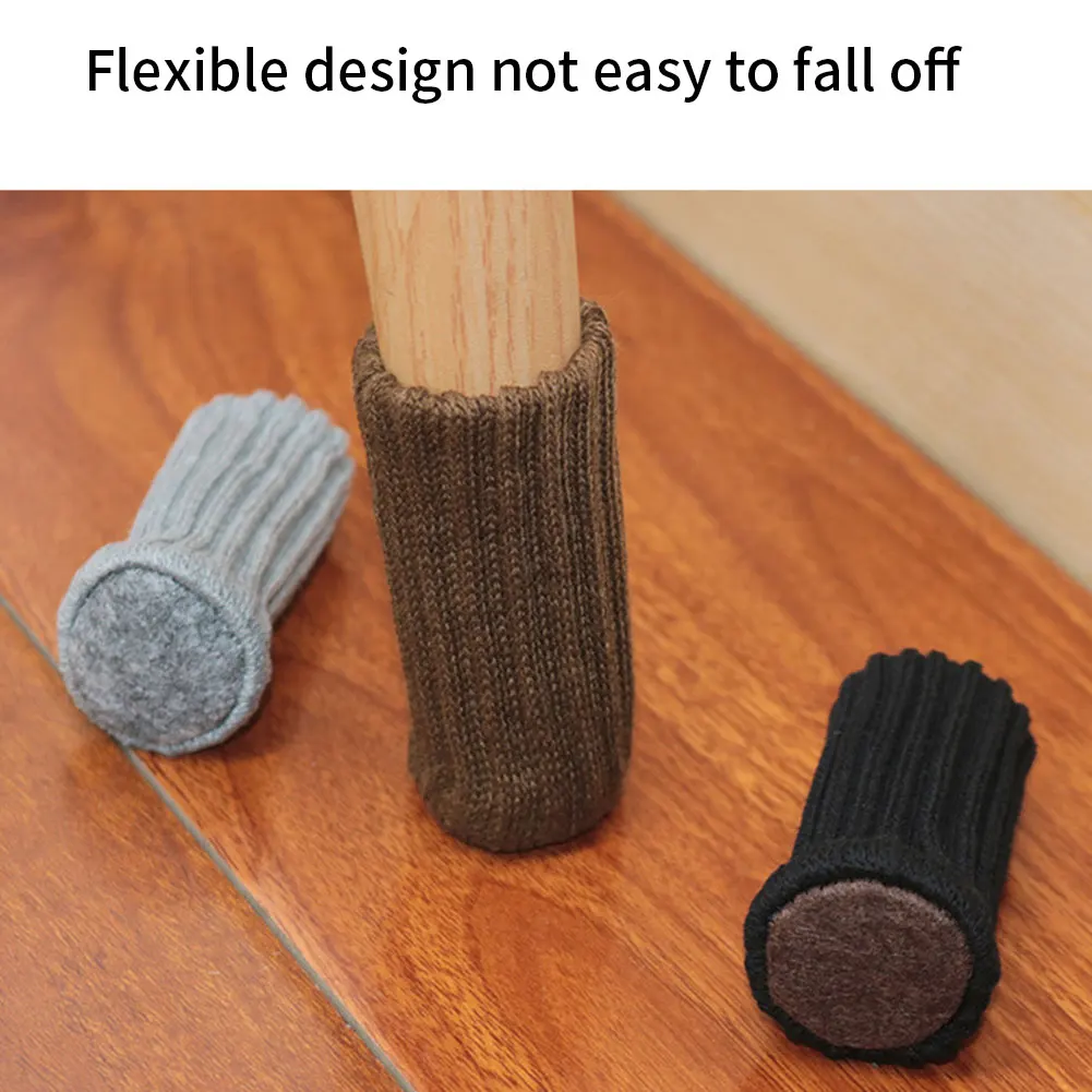 

24PCS Chair Socks Chair Leg Protection Elastic Furniture Leg Caps Non-Slip Thick Chair Table Foot Shoes Brown Black Grey