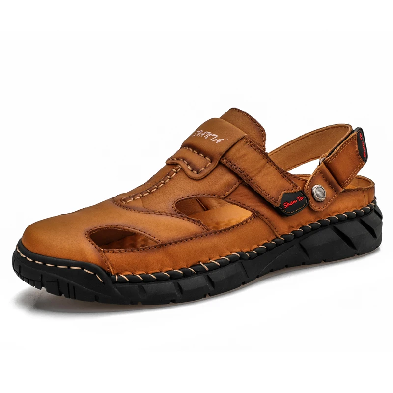 

Genuine Leather Men's Sandals Summer Casual Shoes Outdoor Beach Sandals Comfortable Mens Shoes Classic Roman Slippers Size 38-48
