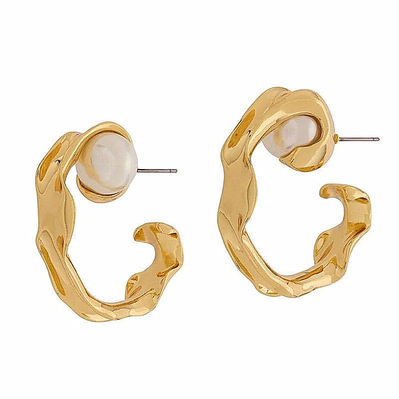 

Pearl Irregular Small Hoop Earrings Vintage Elegant Statement Stud Earrings For Women Summer Outdoor Unusual Designer Earrings