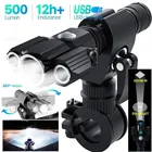 Велосипедный фонарь с зарядкой через USB, 4 режима освещения, суперъяркий светодиодный фсветильник с тремя лампами, высококачественные водонепроницаемые Аксессуары для велосипеда