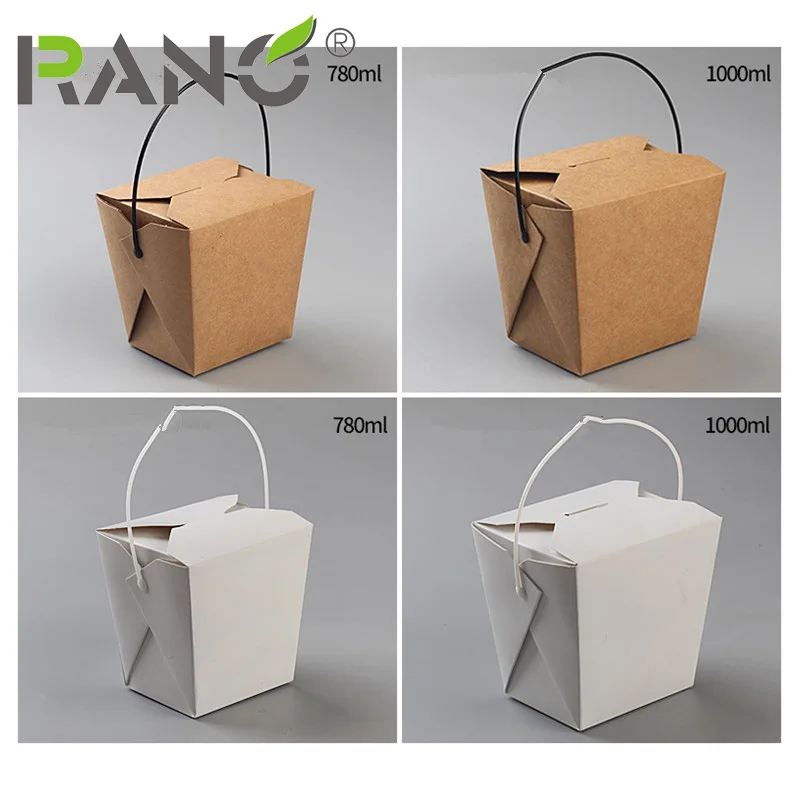 RANO RN LB02 Горячая продажа крафт бумага белый картон одноразовый ланчбокс для