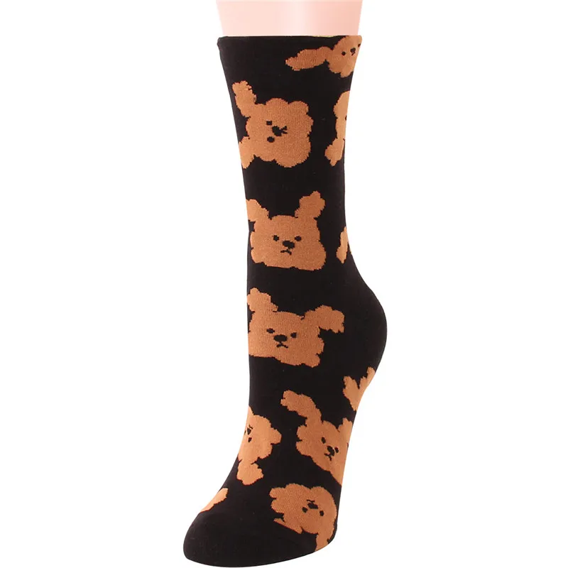 Autumn Winter Women Cartoon Cotton Socks 5 Pairs/Set Lovely Shiba Inu Border Collie Pug Pattern Female Ladies Tube Socks