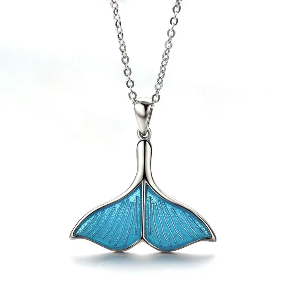 

New Trendy Women Whale Necklace BlueTail Fish Nautical Chokers Charm Mermaid Tail Pendant Necklace Sliver Jewelry For Women Girl